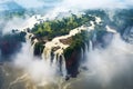 Aerial view over Iguazu Falls, Argentina and Brazil, AI Generated Royalty Free Stock Photo