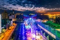 Aerial view over Kaiyukan aquarium in Osaka at night Royalty Free Stock Photo