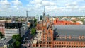 Aerial view over Kings Cross - St Pancras train station in London