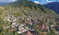 Aerial view over Konitsa town. Tymfi mount, Zagori, Epirus, Greece, Europe Royalty Free Stock Photo