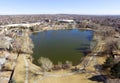 Aerial view over lake in Denver Colorado Royalty Free Stock Photo