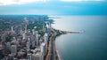 Aerial view over the lake shore and beaches of Chicago - CHICAGO, USA - JUNE 12, 2019 Royalty Free Stock Photo