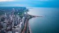 Aerial view over the lake shore and beaches of Chicago - CHICAGO, USA - JUNE 12, 2019 Royalty Free Stock Photo