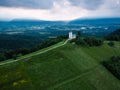 Aerial view over Lonely Chapel of St. Primus and Felician, Jamn Royalty Free Stock Photo