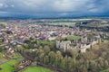 Aerial View over Ludlow Town at Spring