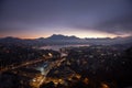 Aerial view over Luzern Lucerne at sunrise, Switzerland Royalty Free Stock Photo