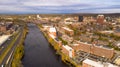 Aerial View Over Manchester New Hampshire Merrimack River Royalty Free Stock Photo