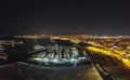 Aerial view over Marina at Flisvos in Athens city, Greece at night Royalty Free Stock Photo