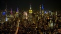 Aerial view over Midtown Manhattan at night - NEW YORK CITY, USA - FEBRUARY 14, 2023 Royalty Free Stock Photo