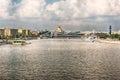 Aerial view over the Moskva River in central Moscow, Russia Royalty Free Stock Photo