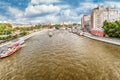 Aerial view over Moskva River and the Kremlin, Moscow, Russia Royalty Free Stock Photo