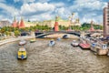 Aerial view over Moskva River and the Kremlin, Moscow, Russia Royalty Free Stock Photo