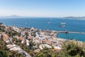 Aerial view over port and city of Gibraltar Royalty Free Stock Photo