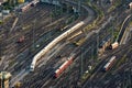 Aerial view over the rails towards Frankfurt central station Royalty Free Stock Photo