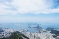 Rio de Janeiro; Brazil - February, 12, 2019: Aerial view over Rio city, Sugarloaf mountain and Guanabara Bay Royalty Free Stock Photo
