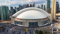 Aerial view over Rogers center in Toronto home of the Toronto Blue Jays - TORONTO, CANADA - APRIL 17, 2024 Royalty Free Stock Photo