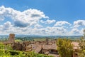 Aerial view over the rooftops of an old Italian village Royalty Free Stock Photo