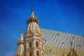 Aerial view over the rooftops at St. Stephen`s Cathedral including the cathedral Royalty Free Stock Photo