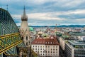 Aerial view over the rooftops of Vienna Royalty Free Stock Photo