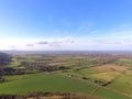 Aerial view over the Sussex countryside along the South Downs Way. Royalty Free Stock Photo