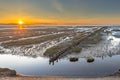 Aerial view over salt marsh plains Wadden Sea Royalty Free Stock Photo