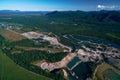 Aerial view over the sandstone quarry.