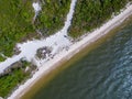 Aerial view over sandy paths on Captree beach on Long Island,