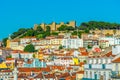 Aerial view over Sao Jorge castle in Lisbon, Portugal Royalty Free Stock Photo