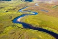 Aerial View over Scenic River in Scottish Highlands