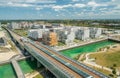 Aerial view over Seestadt neighbourhood of Vienna Royalty Free Stock Photo