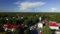 Aerial view over the small town. Landscape.