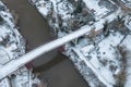 Snow Dusted Historic Bridge in Shropshire Royalty Free Stock Photo