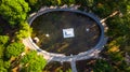 Aerial View over Strzelecki Park with Pond and Mausoleum in Tarnow, Poland