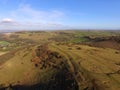 Aerial view over the Sussex countryside along the South Downs Way. Royalty Free Stock Photo