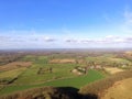 Aerial view over the Sussex countryside along the South Downs Way. Royalty Free Stock Photo