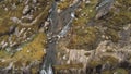 Aerial view over Torc Waterfall at Connor Pass on Dingle Peninsula in Ireland