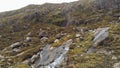 Aerial view over Torc Waterfall at Connor Pass on Dingle Peninsula in Ireland