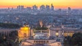 Aerial view over Trocadero day to night timelapse with the Palais de Chaillot seen from the Eiffel Tower in Paris Royalty Free Stock Photo