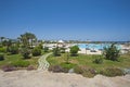 Aerial view over a tropical hotel resort Royalty Free Stock Photo