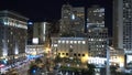 Aerial view over Union Square in San Francisco at night - SAN FRANCISCO, UNITED STATES - APRIL 21, 2017 Royalty Free Stock Photo