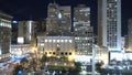 Aerial view over Union Square in San Francisco at night - SAN FRANCISCO, UNITED STATES - APRIL 21, 2017 Royalty Free Stock Photo