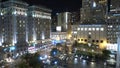 Aerial view over Union Square in San Francisco at night - SAN FRANCISCO, UNITED STATES - APRIL 21, 2017 Royalty Free Stock Photo