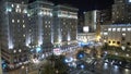 Aerial view over Union Square in San Francisco at night - SAN FRANCISCO, UNITED STATES - APRIL 21, 2017 Royalty Free Stock Photo