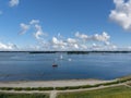 Aerial view with view over Veerse Meer in front of Veere. Province of Zeeland in the Netherlands Royalty Free Stock Photo