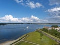 Aerial view with view over Veerse Meer in front of Veere. Province of Zeeland in the Netherlands Royalty Free Stock Photo