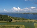 Aerial view with view over Veerse Meer in front of Veere. Province of Zeeland in the Netherlands Royalty Free Stock Photo