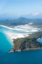 Aerial view over whiteheaven beach and turquoise water at bay Royalty Free Stock Photo