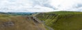 Aerial view over Winnats Pass in the Peak District Royalty Free Stock Photo