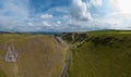 Aerial view over Winnats Pass in the Peak District Royalty Free Stock Photo