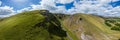 Aerial view over Winnats Pass in the Peak District Royalty Free Stock Photo